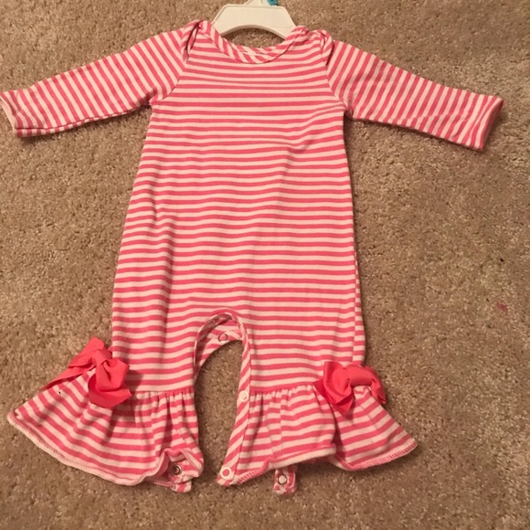 Ric Rac Ruffles Other - Precious Ruffle Romper with Grosgrain Bows